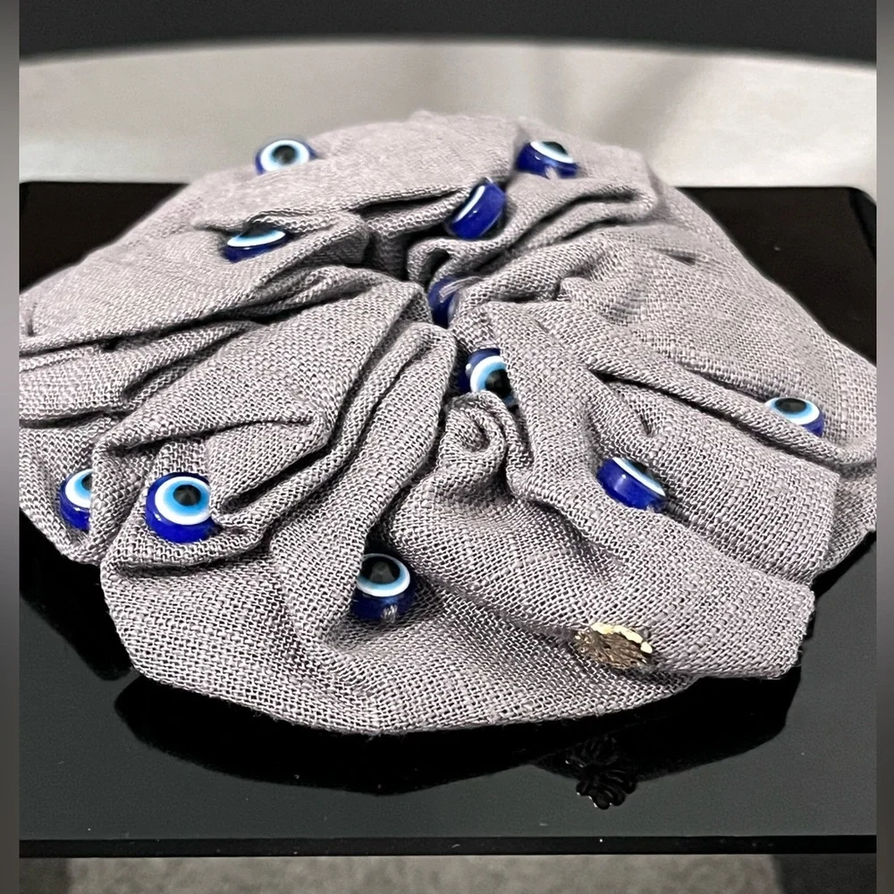 LELE SADOUGHI NWT AUTHENTIC EVIL 🧿EYE OVERSIZED WOVEN LINEN -BLEND SCRUNCHIE - Picture 5 of 11